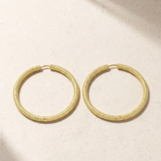 Textured Glitter Gold Hoops