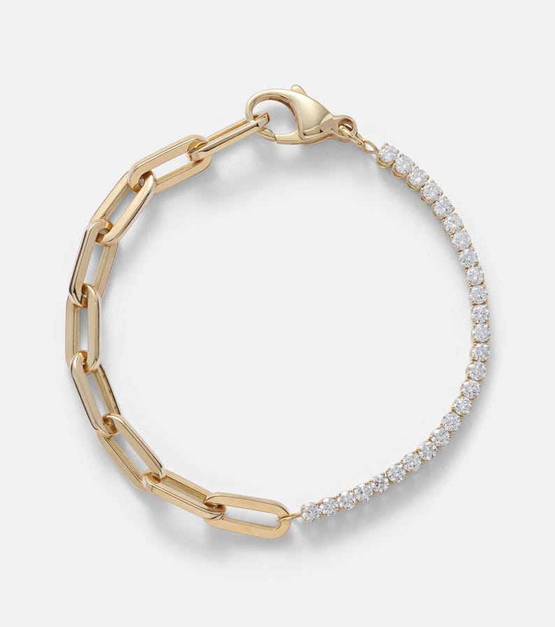 Paperclip & Tennis Chain Bracelet