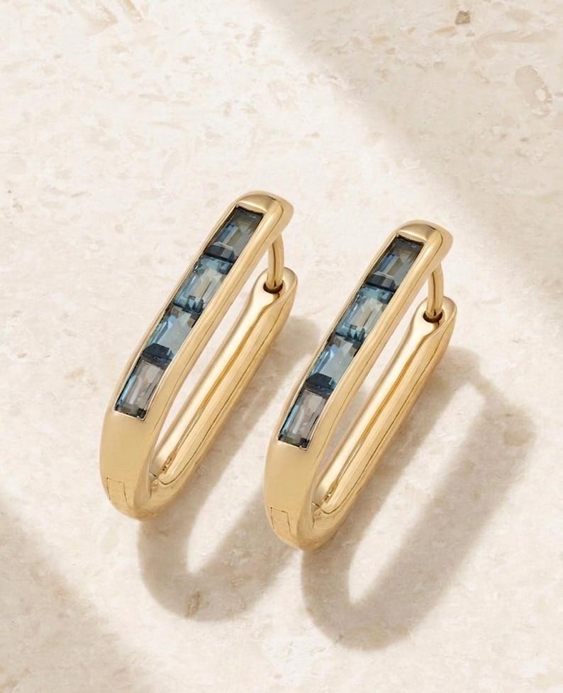 Minimalist Baguette Huggie Earrings