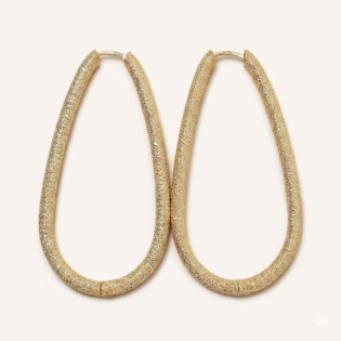 Textured Glitter Gold Hoops