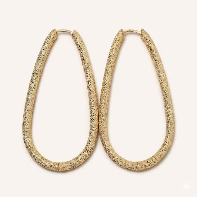 Textured Glitter Gold Hoops
