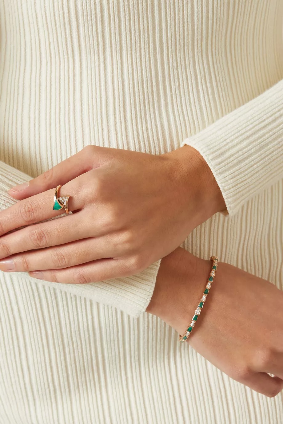 Malachite Divas Style Open Ring - Image 4