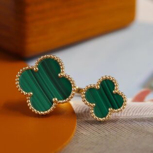 Malachite Daul Clover Open Ring