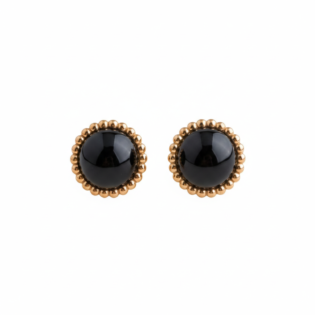 Black Onyx Beaded Stud Earrings