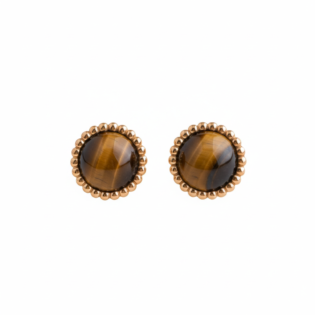 Tiger Eye Beaded Stud Earrings