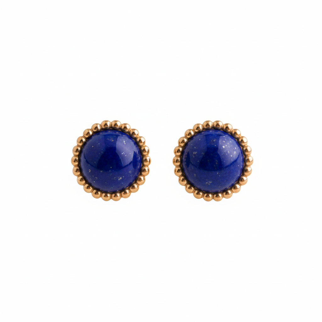 Lapis Lazuli Beaded Stud Earrings