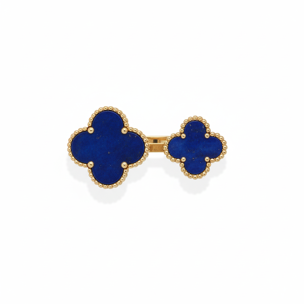 Lapis Lazuli Daul Clover Open Ring - Image 2