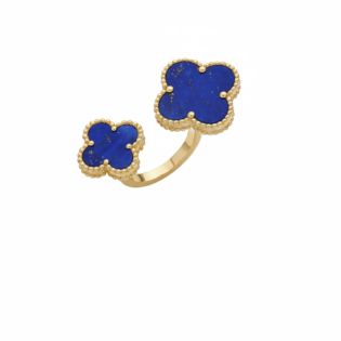 Lapis Lazuli Daul Clover Open Ring
