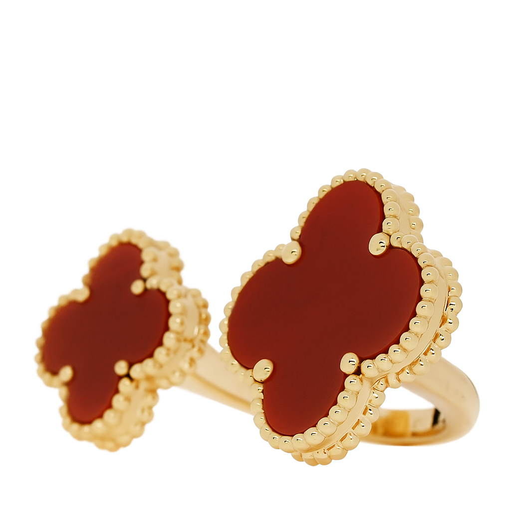 Carnelian Daul Clover Open Ring - Image 2