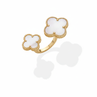 Mother Of Pearl Daul Clover Open Ring