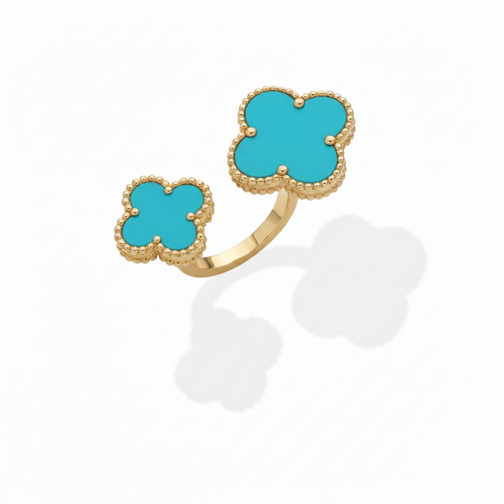 Turquoise Daul Clover Open Ring