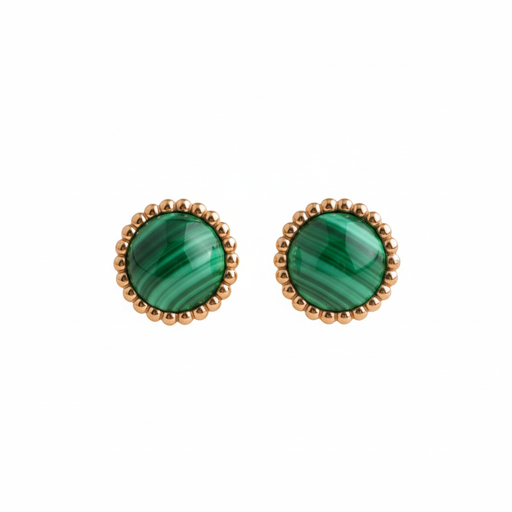 Malachite Beaded Stud Earrings