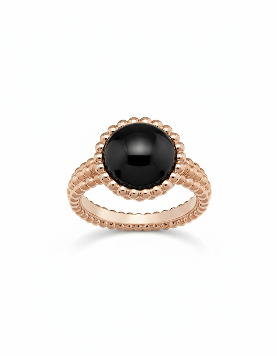 Black Onyx Beaded Ring