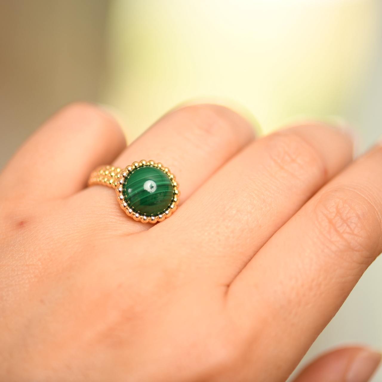Malachite Beaded Ring - Image 2