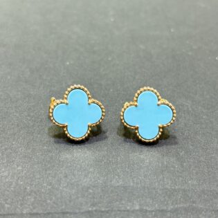 Turquoise Clover Earrings 925 Sterling Silver With Gold Plated