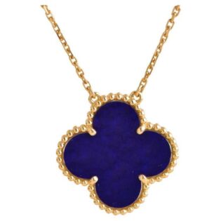 Lapis Lazuli Clover Necklace 925 Sterling Silver With Gold Plated