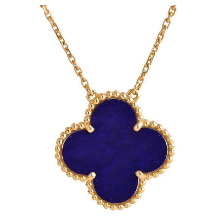 Lapis Lazuli Clover Necklace 925 Sterling Silver With Gold Plated