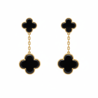 Black Onyx Clover Earrings