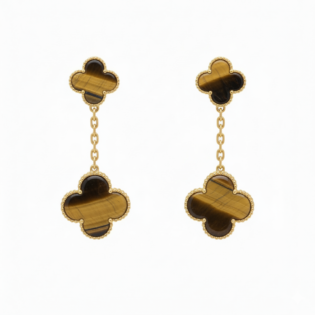 Tiger Eye Clover Earrings