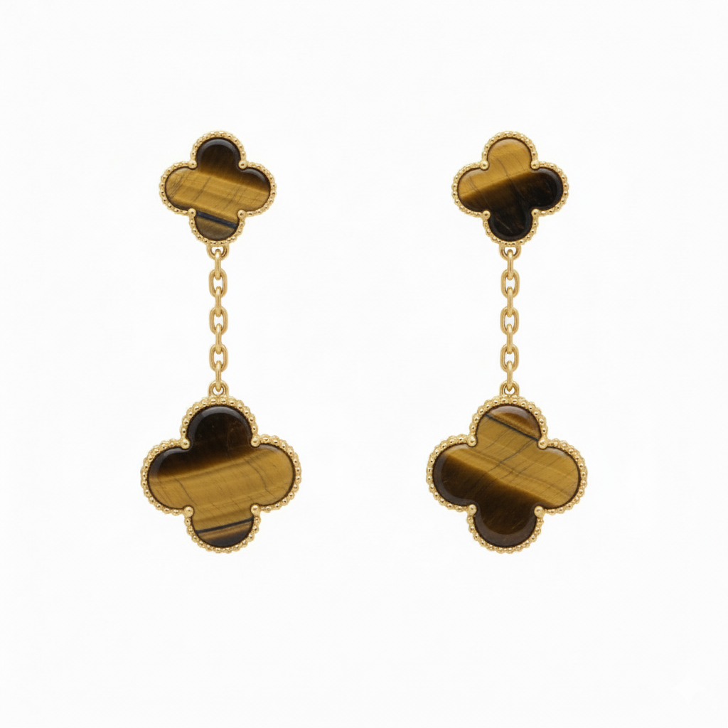Tiger Eye Clover Earrings