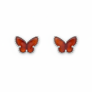 Carnelian Butterfly Stud Earrings