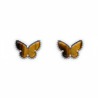 Tiger Eye Butterfly Stud Earrings