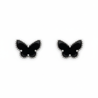 Black Onyx Butterfly Stud Earrings