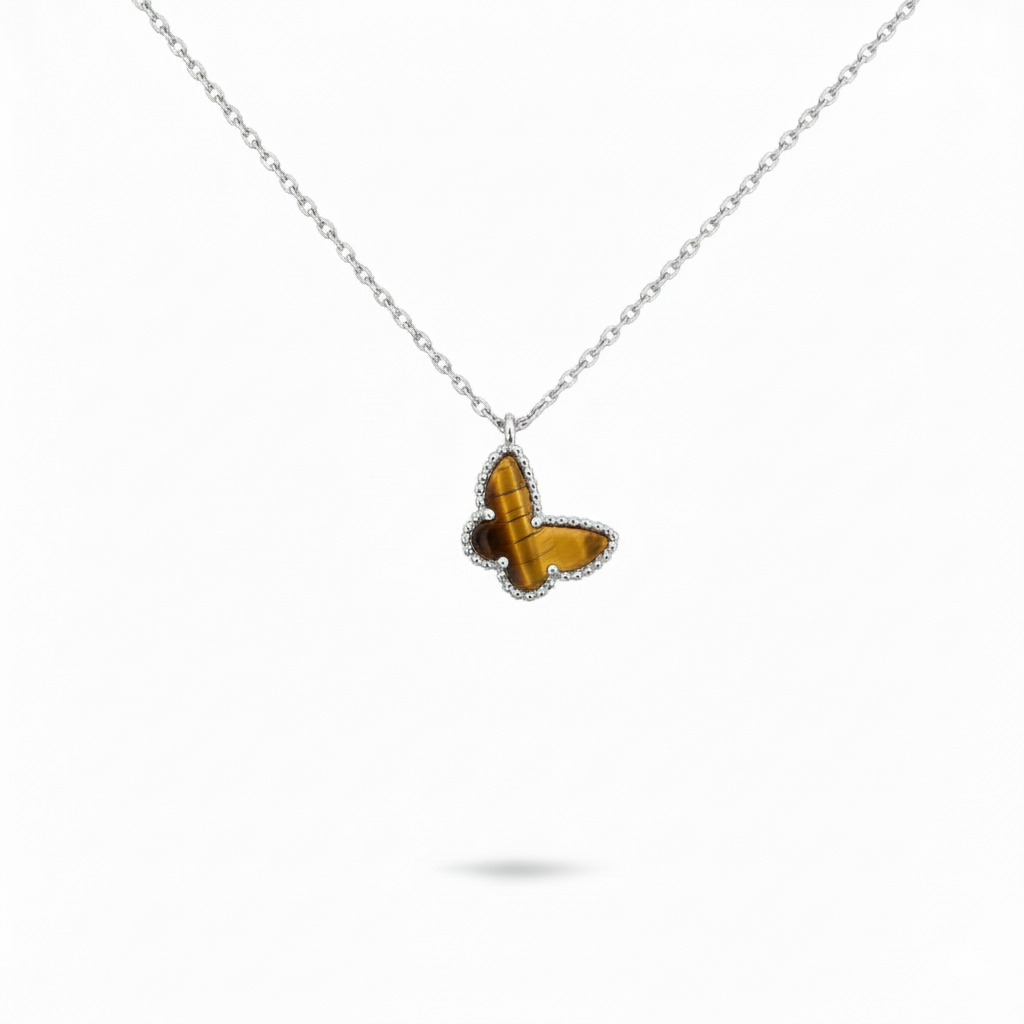 Tiger Eye Butterfly Pendant Necklace