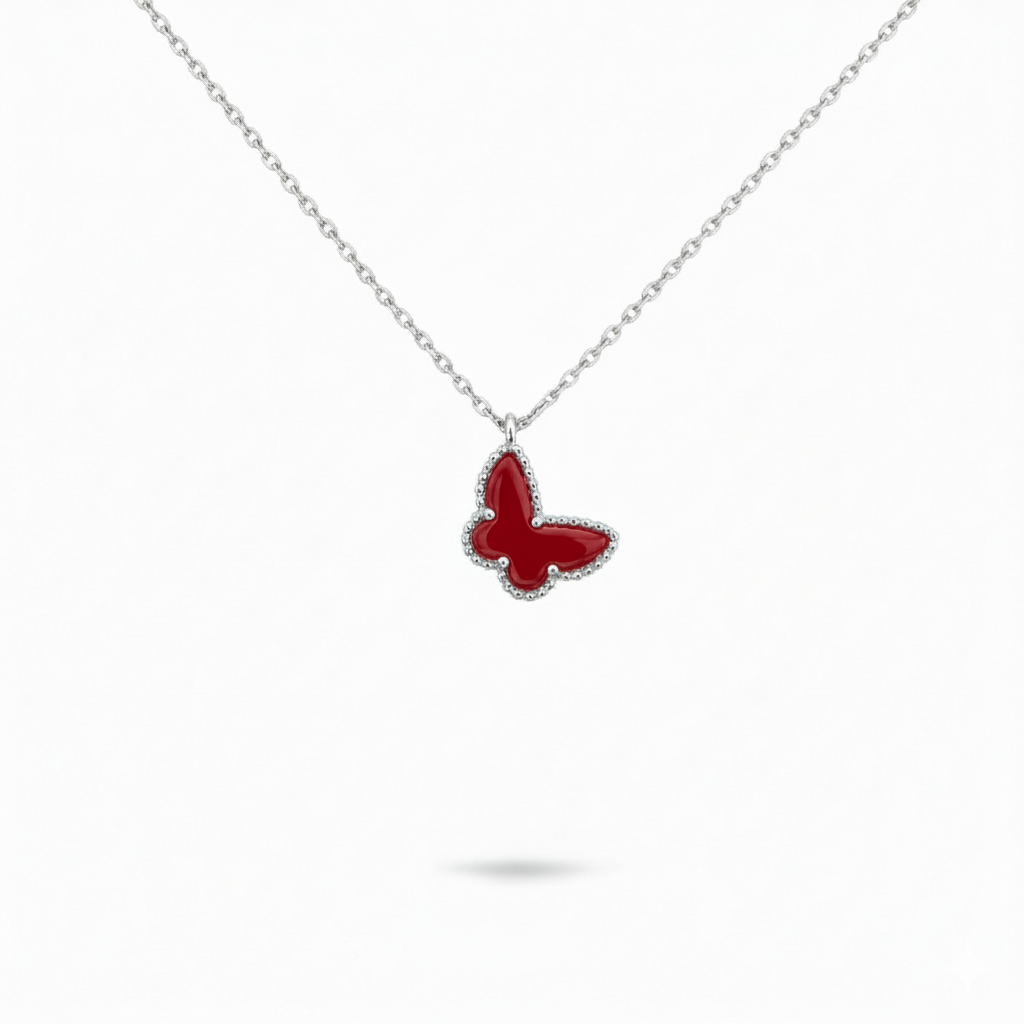 Carnelian Butterfly Pendant Necklace