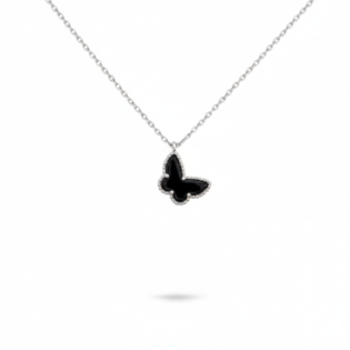 Black Onyx Butterfly Pendant Necklace