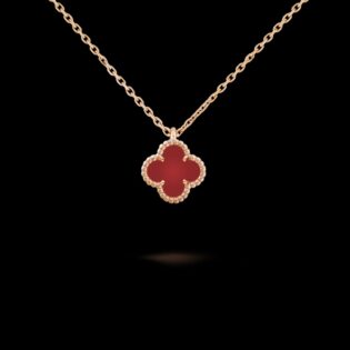 Carnelian Clover Pendant Necklace
