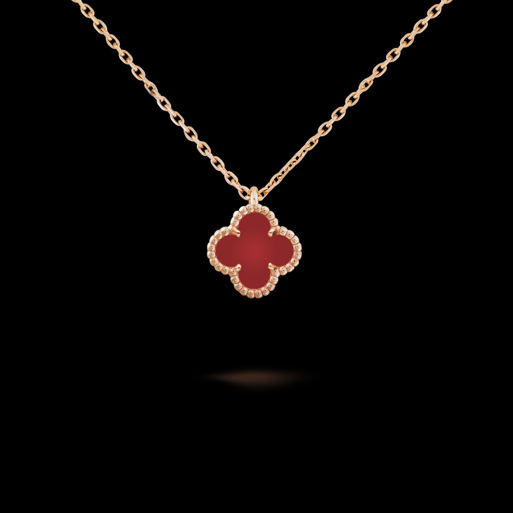 Carnelian Clover Pendant Necklace