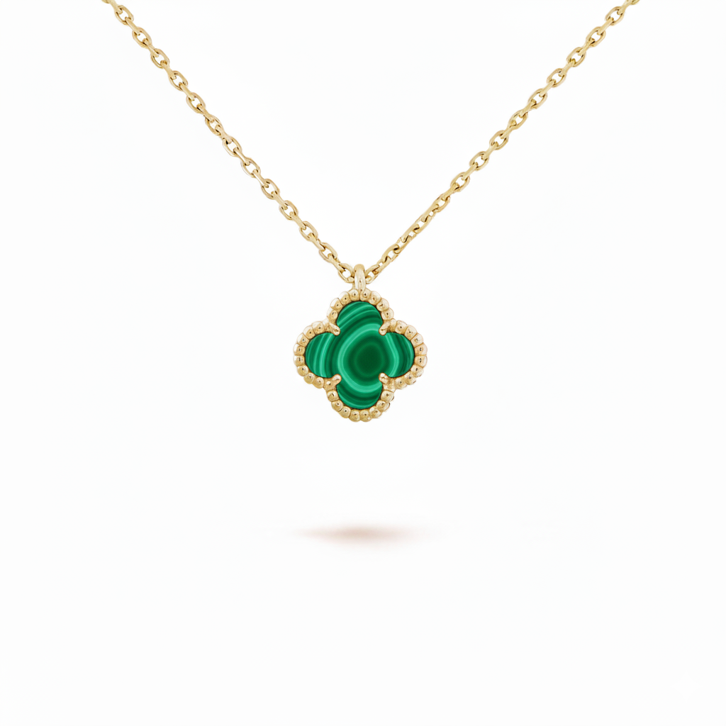 Malachite Clover Pendant Necklace