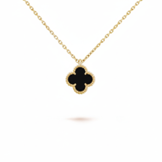 Black Onyx Clover Pendant Necklace