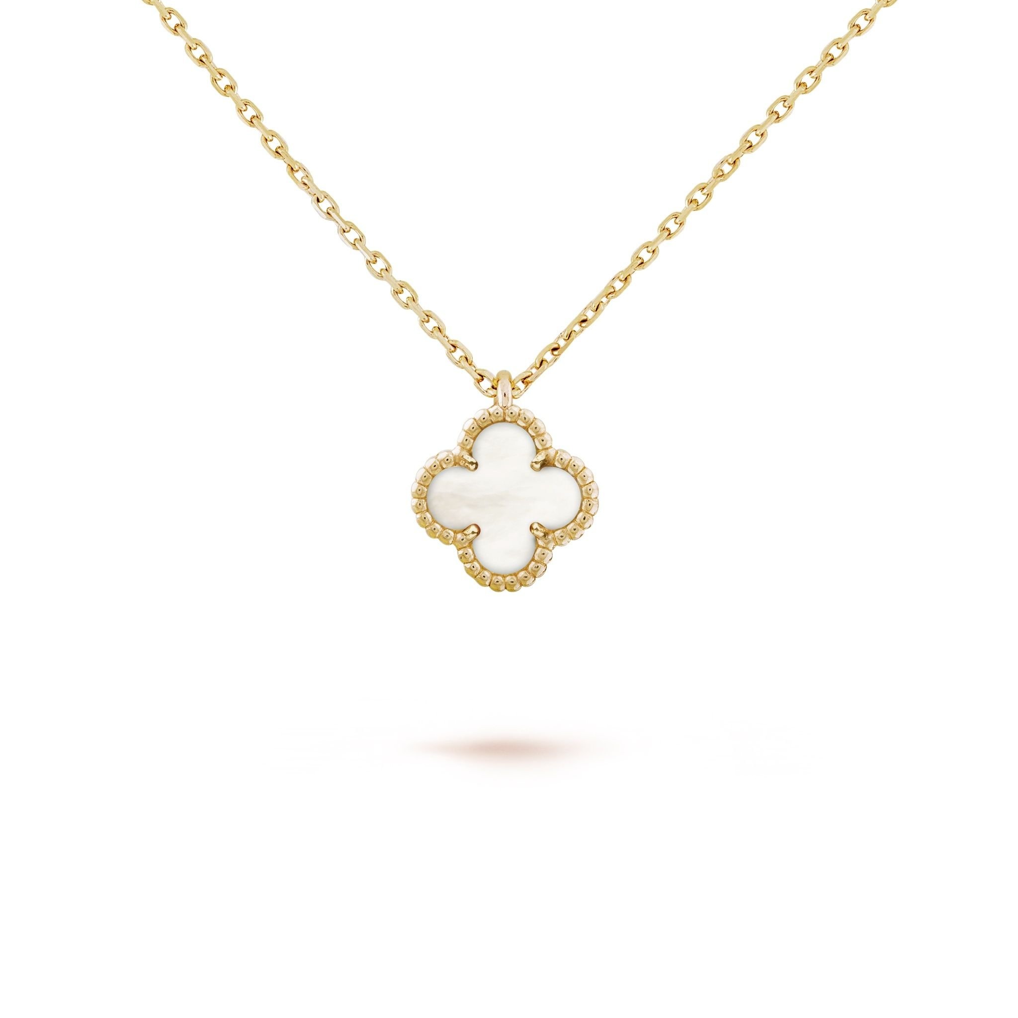 Mother Of Pearl Clover Pendant Necklace
