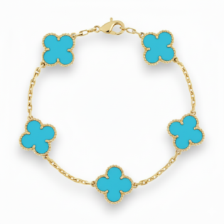Turquoise 5 Motif Clover Bracelet