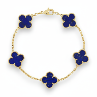 Lapis Lazuli 5 Motif Clover Bracelet