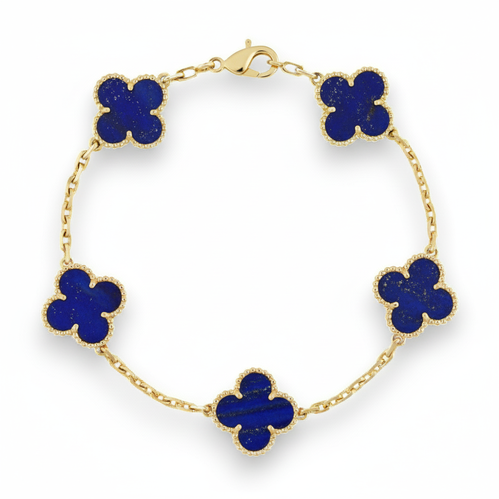 Lapis Lazuli 5 Motif Clover Bracelet