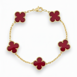 Carnelian 5 Motif Clover Bracelet