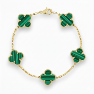 Malachite 5 Motif Clover Bracelet