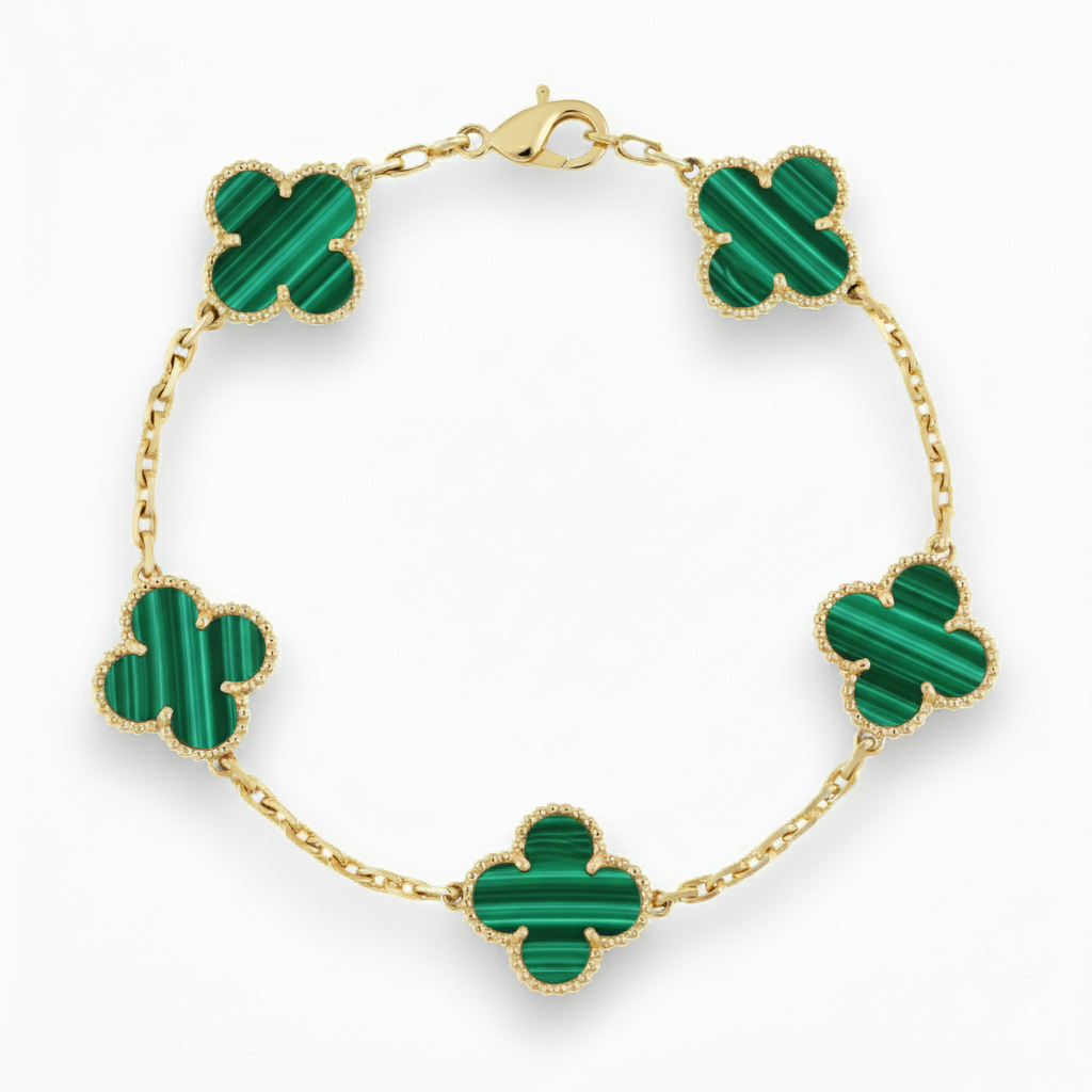 Malachite 5 Motif Clover Bracelet