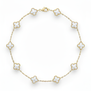 Mother Of Pearl 10 Motif Clover Necklace