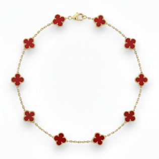Carnelian 10 Motif Clover Necklace