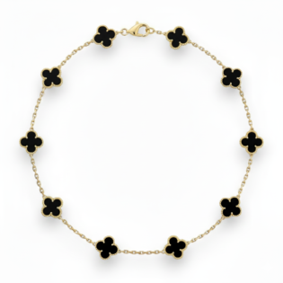 Black Onyx 10 Motif Clover Necklace