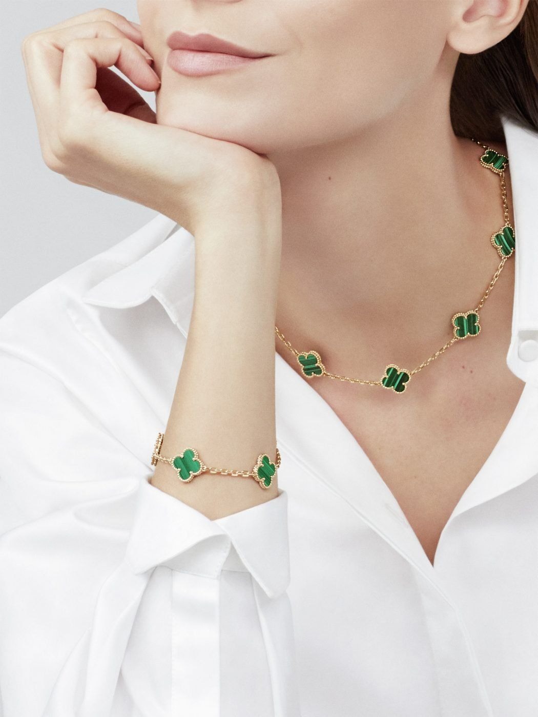Malachite 5 Motif Clover Bracelet - Image 2