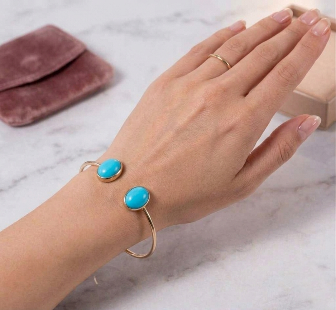 Turquoise Open Cuff Bracelet - Image 3