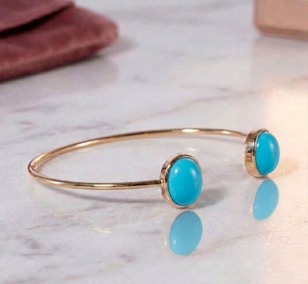 Turquoise Open Cuff Bracelet - Image 2