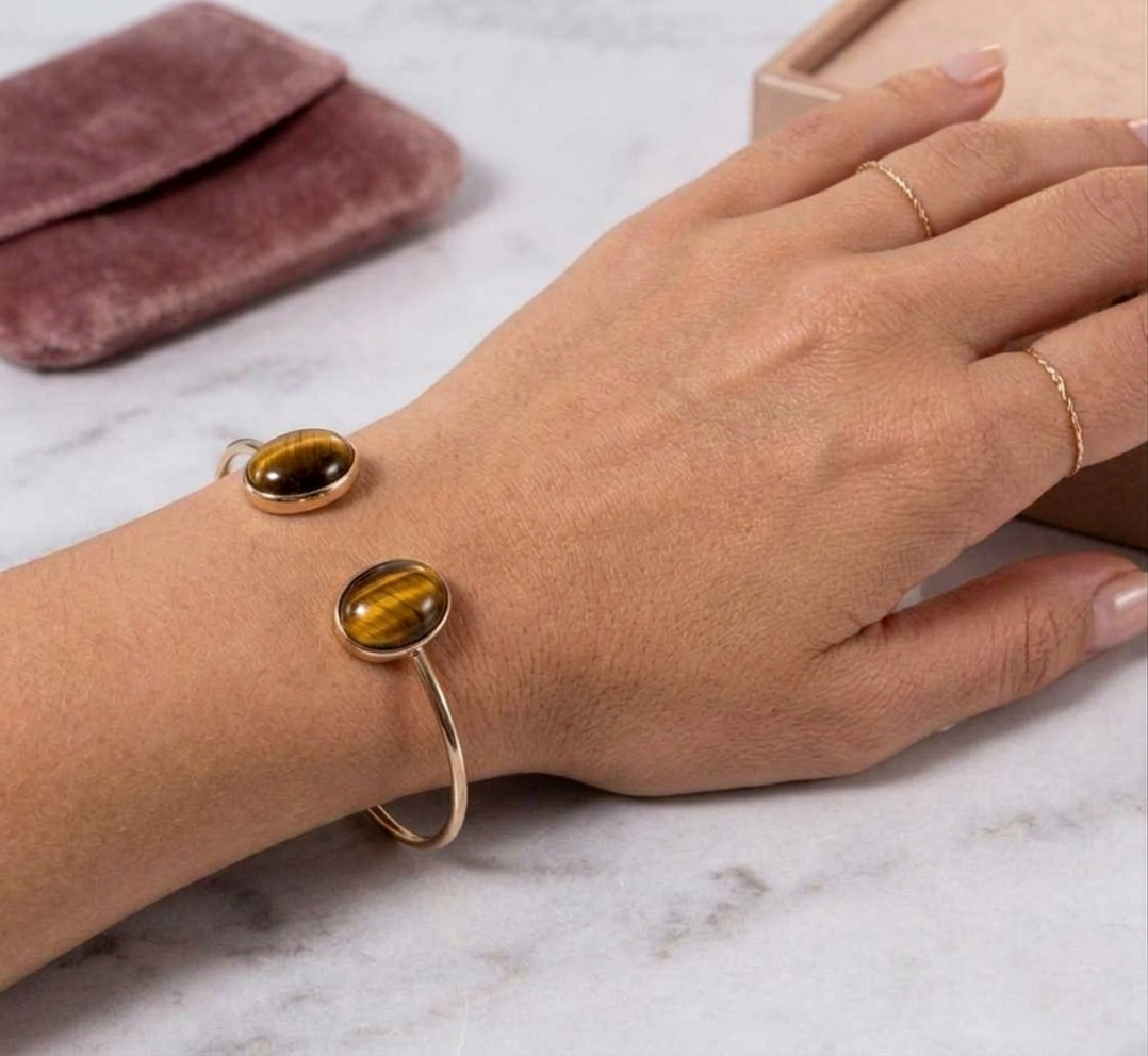 Tiger Eye Open Cuff Bracelet - Image 3