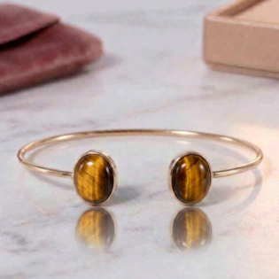 Tiger Eye Open Cuff Bracelet