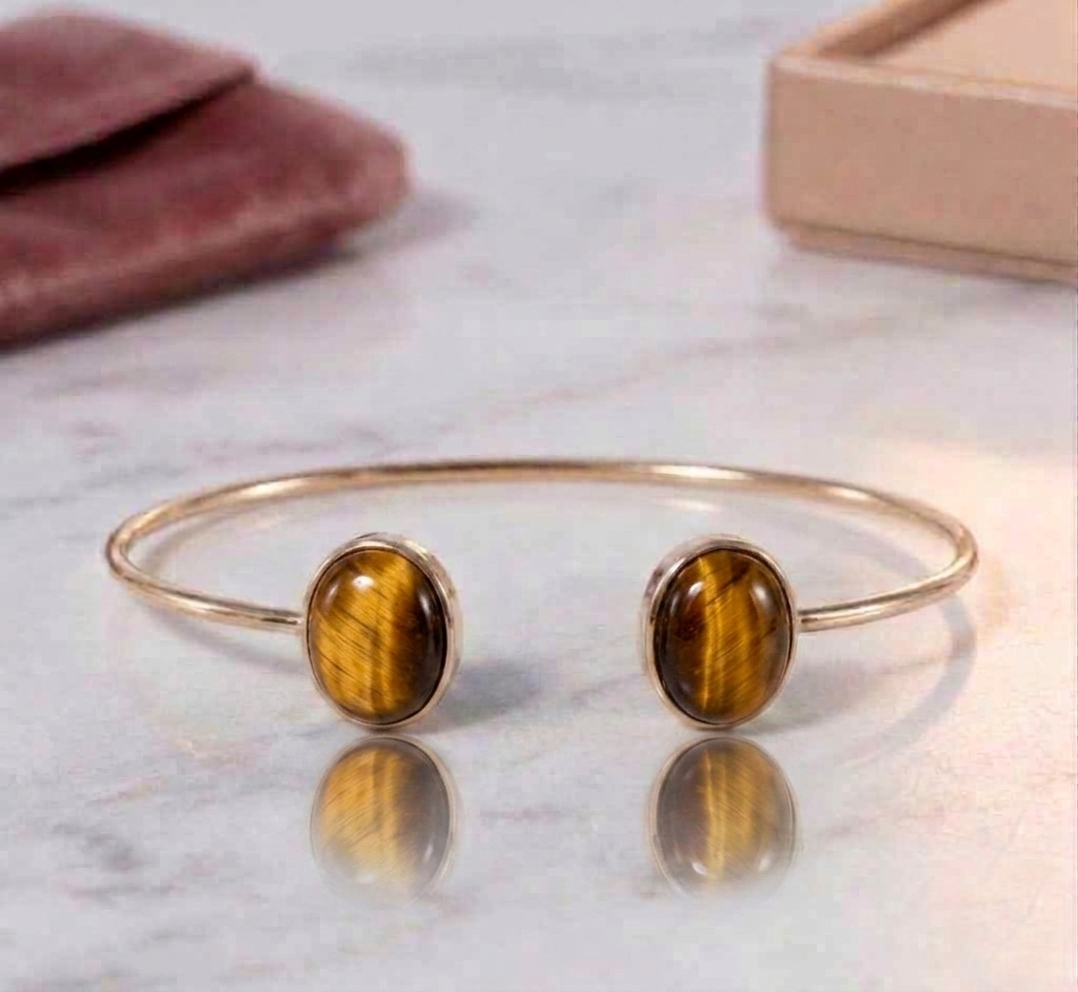 Tiger Eye Open Cuff Bracelet